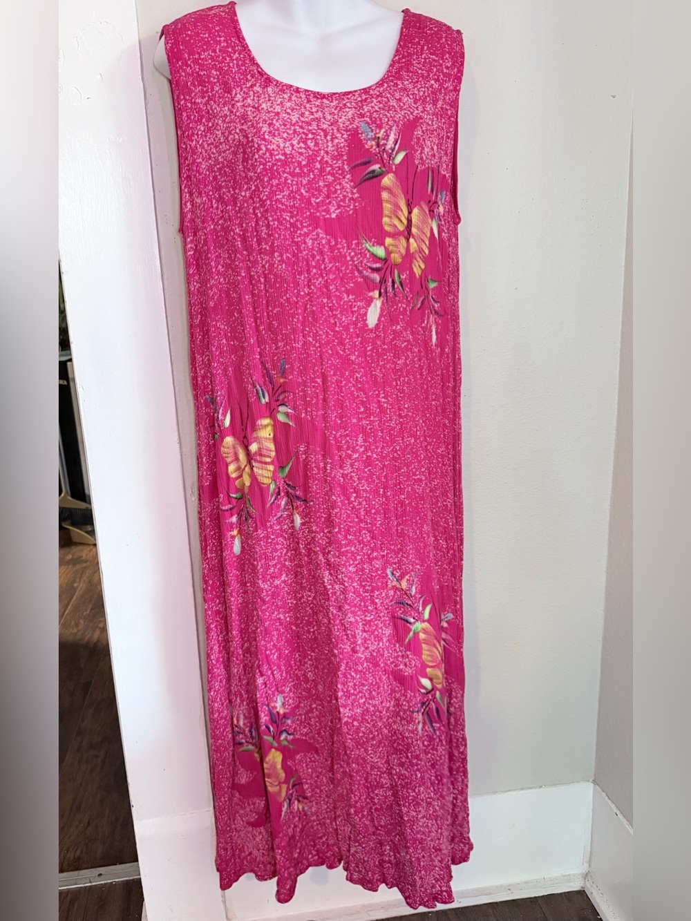 Pineapple Moon Pink Tropical Floral Maxi Dress One Size (Large)